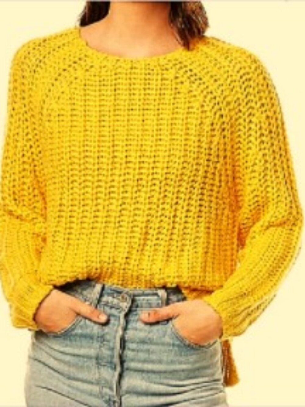 Bright Yellow Kut From Kloth Women's Sweater Pullover Chunky Cable Knit Size M
